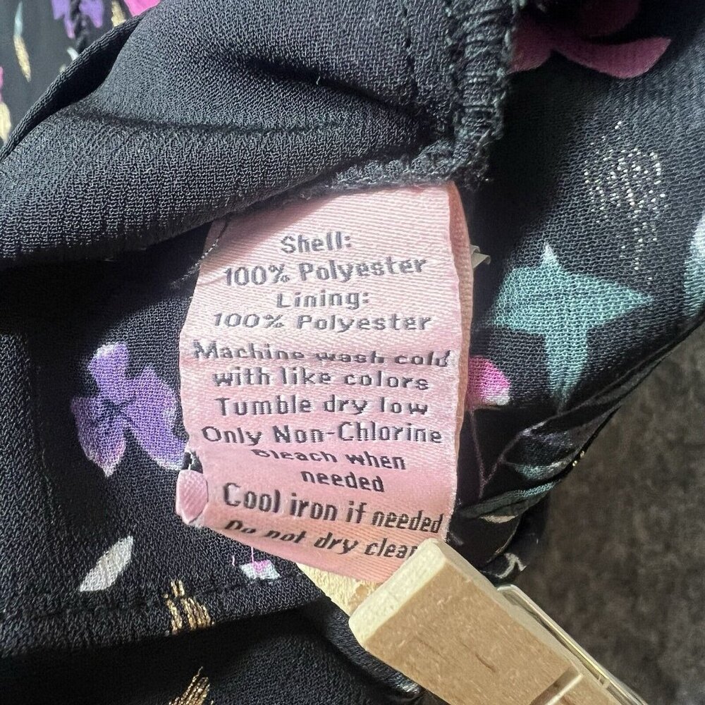 Juicy Couture Top Large Sleeveless Black Floral V Neck Ruffle‎ Collar Lined - Picture 3 of 8